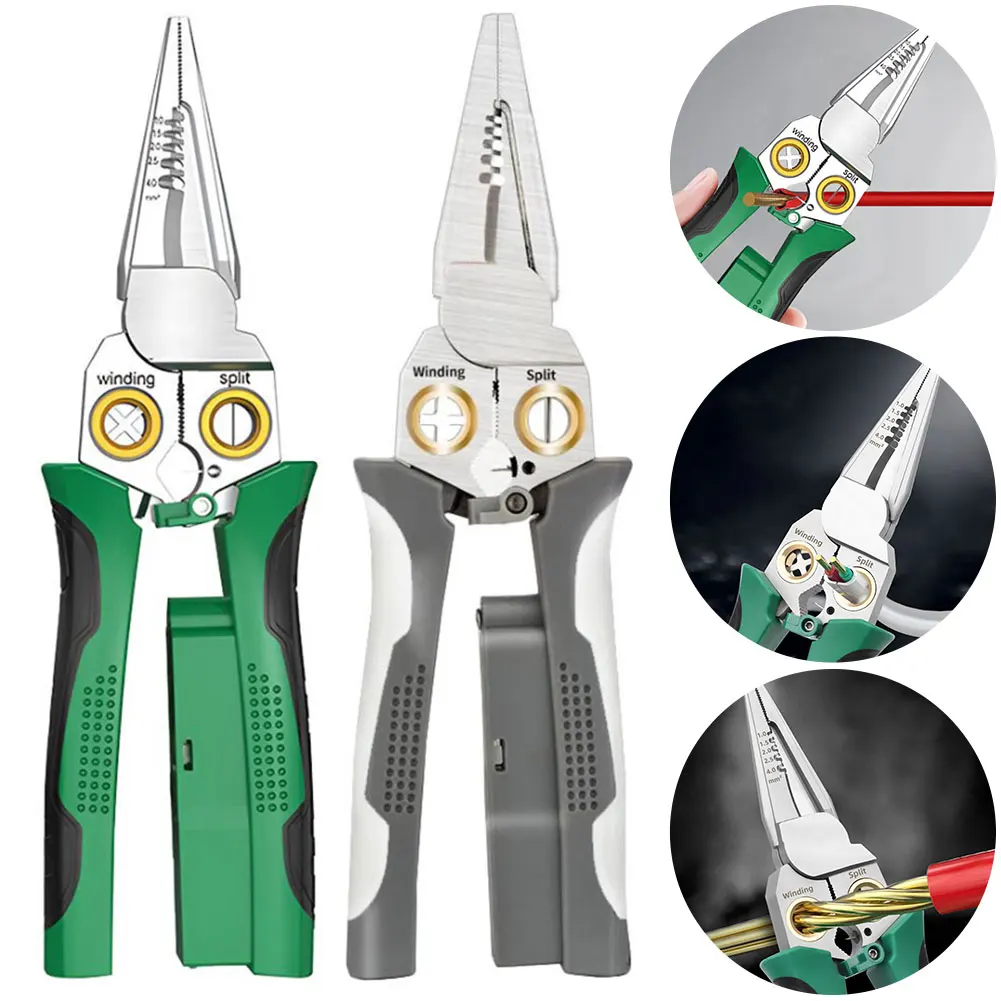 8-in-1 Wire Stripper with Electricity Measurement Function Wire Repair Tool Pliers Cable Scissors for Cutting and Pulling Wires