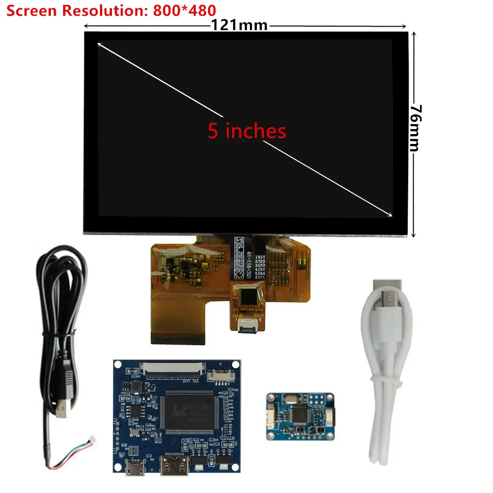 Multipurpose LCD Display Controller, Driver Board, digitador, Touchscreen, Mini HDMI-compatível, 800x480, 5