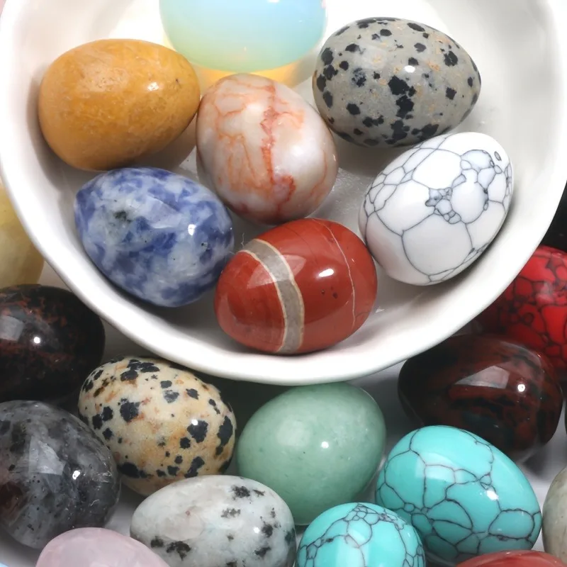 12 peças de ovos de pássaros de pedra natural, ovos de Páscoa de várias cores, adequados para uso como ornamentos de aquários de jardim ou para projetos DIY.