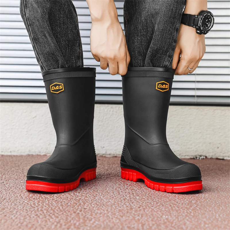 

Мужские резиновые сапоги со стальным носком, уличная одежда, водонепроницаемые рабочие ботинки Fiing Seood Harvesting, строительная площадка, антиimpact oes