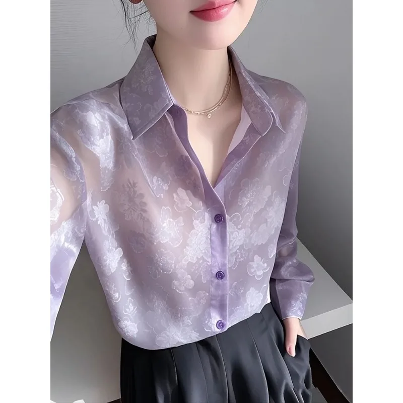 Sonnenschutzhemd für Damen, Frühjahr 2025, neu, einzigartig, schön, Bürodame, gut aussehendes Oberteil mit langen Ärmeln im französischen Stil