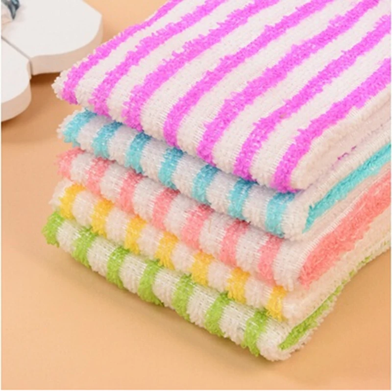 5Pcs Microfiber Anti-Grease Color Dish Cloth Fiber Washing Towel Magic Kitchen Cleaning Wiping Rags  Towel Pano De Prato