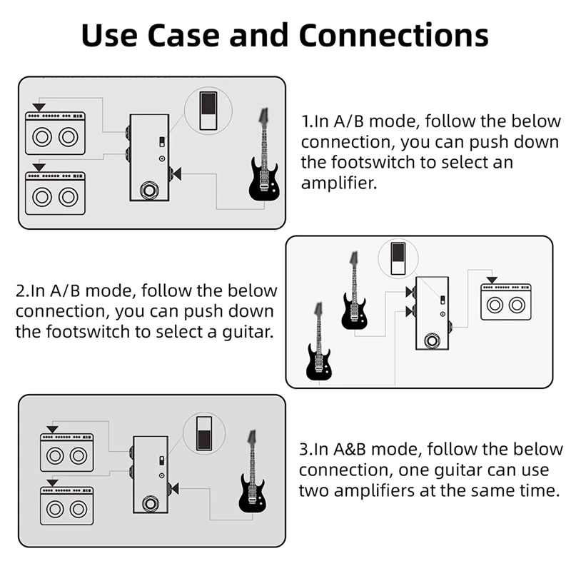 

【MONDAY】ABY Line Selector AB Switch Мини-гитарная педаль эффектов True Bypass Гитарная бас-педаль AB Box - Канальный переключатель ABY