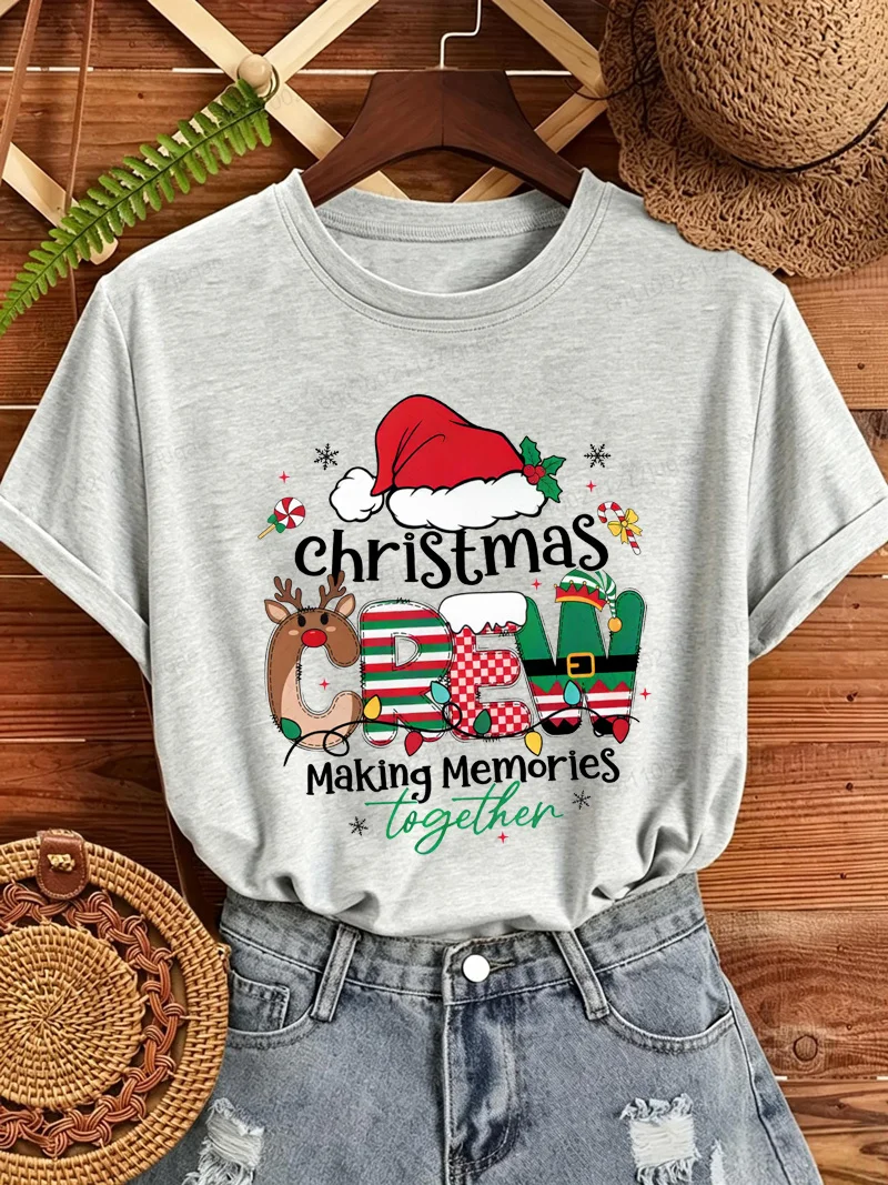 Christmas Crew Making Memories Together T Shirt Family Matching Christmas Outfit Santa Hat Graphic Tee Tops Xmas Party Shirts