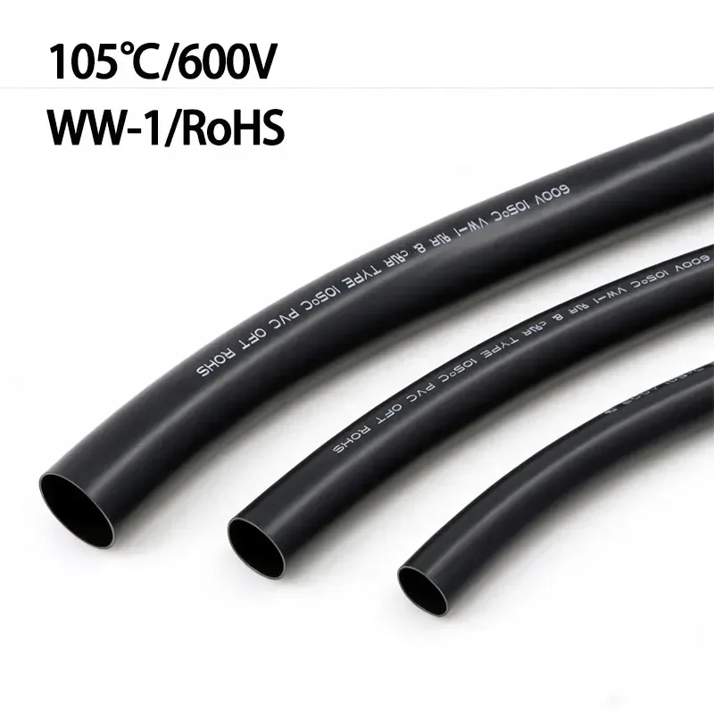 1-50M Black PVC Tube Flexible PVC Cable Sleeving Automotive Wiring Harness Plastic Wire Loom Protective Tubing ID1mm-20mm