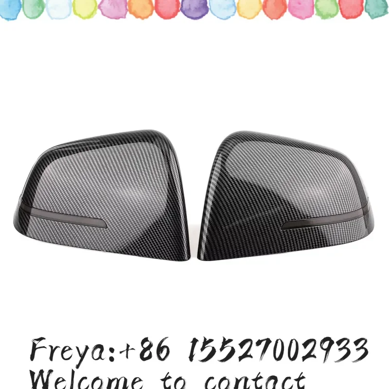 Rear View Mirror Cover Exterior Carbon Fiber Look/Gloss Black Replacement Cap Shell W/ LED Light For Model Y 2019-2022