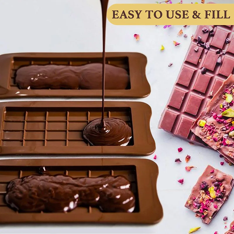 Break-Apart Chocolate Molds Food Grade Non-Stick Silicone Protein and Energy Bar Molds Easily Make Delicious Chocolate Mould