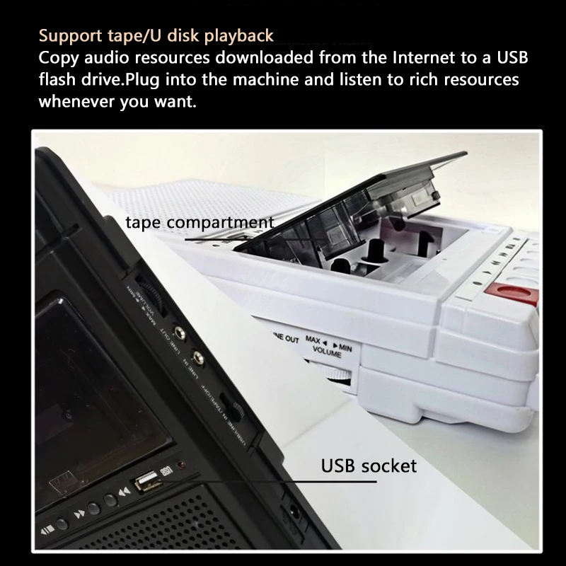 Portable Cassette Recorder Nostalgic Retro Portable Tape Player Walkie-Talkie Player Recorder and Playback All-In-One