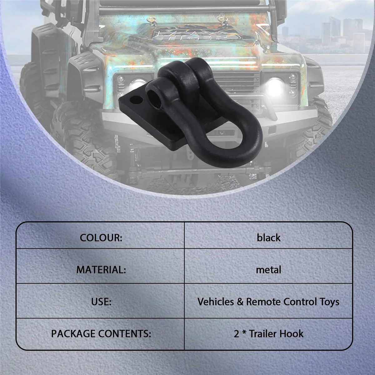 BAAA-2Pcs Trailer Towing Buckle Tow Hooks โลหะปีนเขา Trailer Shackles สําหรับ 1/10 RC รถบรรทุกรถปีนเขา (สีดํา)