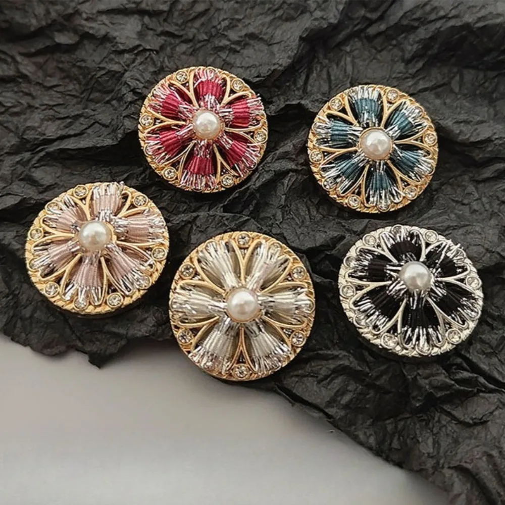 

Zinc Alloy Pearl Flower Buttons Vintage Hand Sewn Metal Clothing Decoration Accessories Sewing Tools Blouses Shank Button