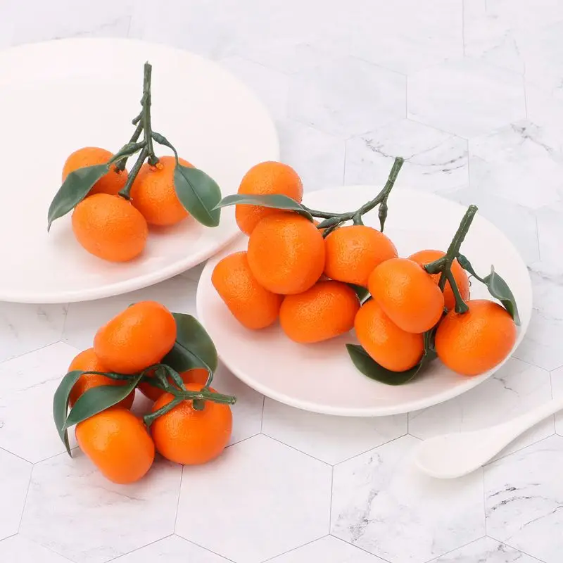 Naranja Artificial con ramas y hojas verdes, simulación fruta falsa, adorno, venta directa