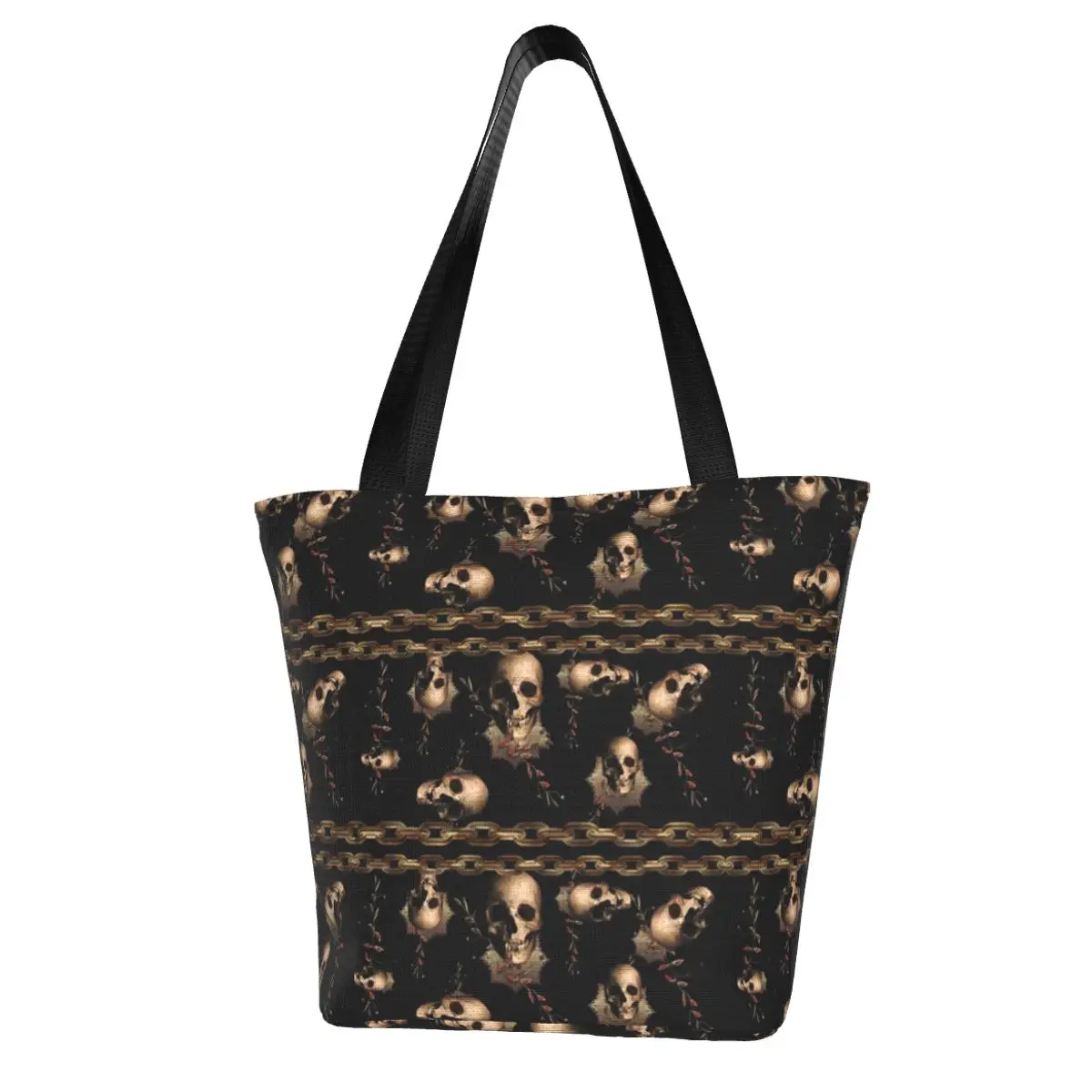 

Steampunk Skull Shopping Bag Gold Chain Ediemagic Guilding Business Woman Handbag Bulk Funny Cloth Bags