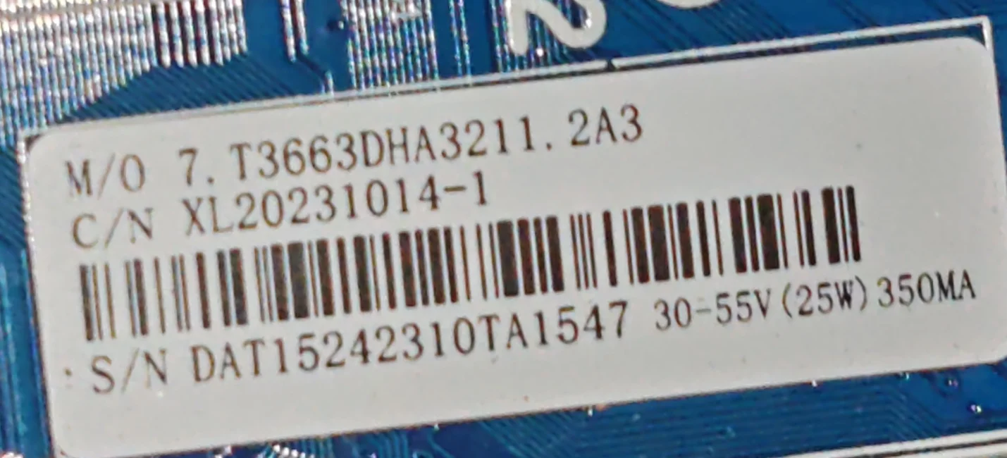 CV3663DH-A32  Three in one TV motherboard physical photo, tested for 30--55V   25W 350ma