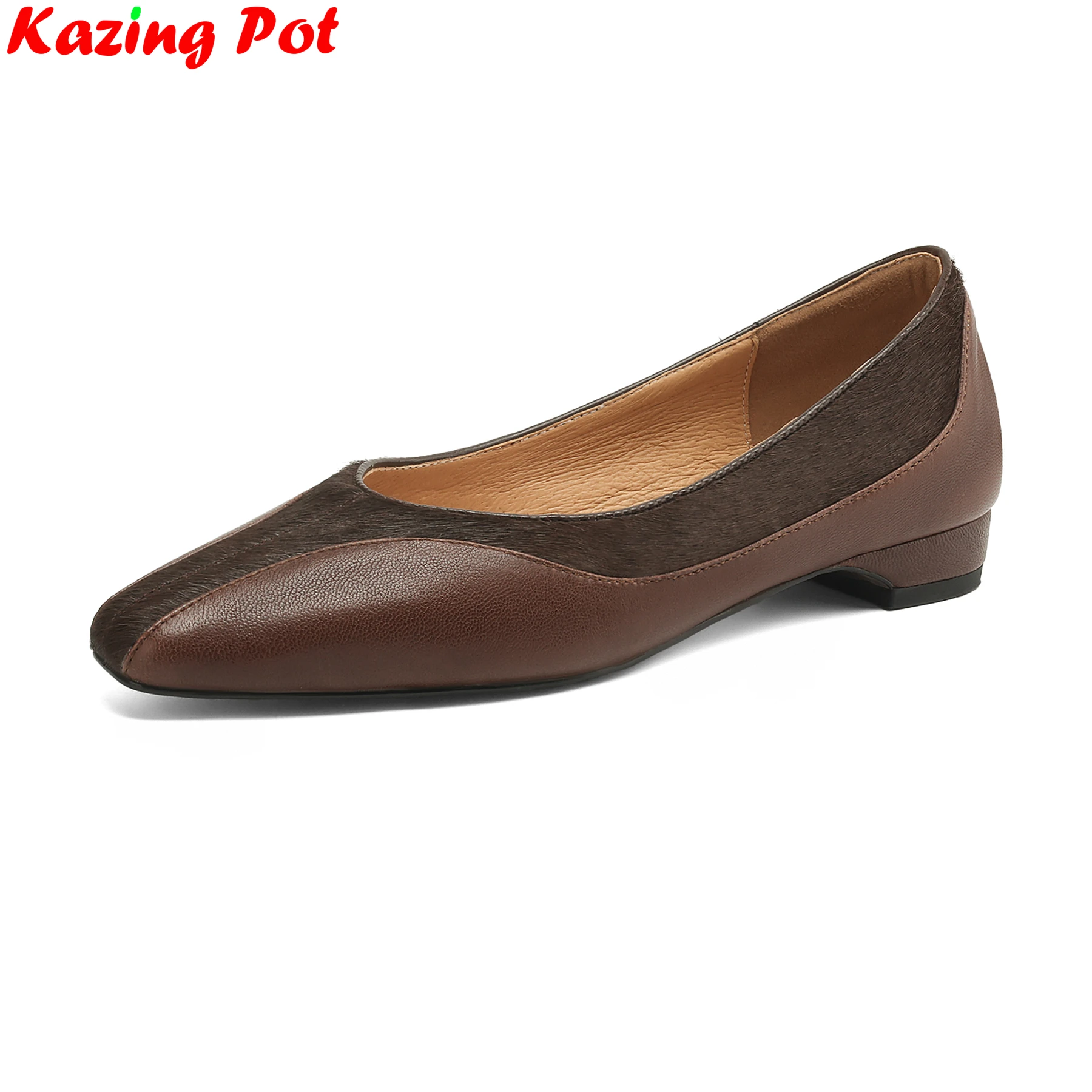 

Krazing Pot из овчины с квадратным носком на мелком низком каблуке, весенне-летняя обувь в стиле пэворк, офисные женские повседневные женские туфли-лодочки для взрослых