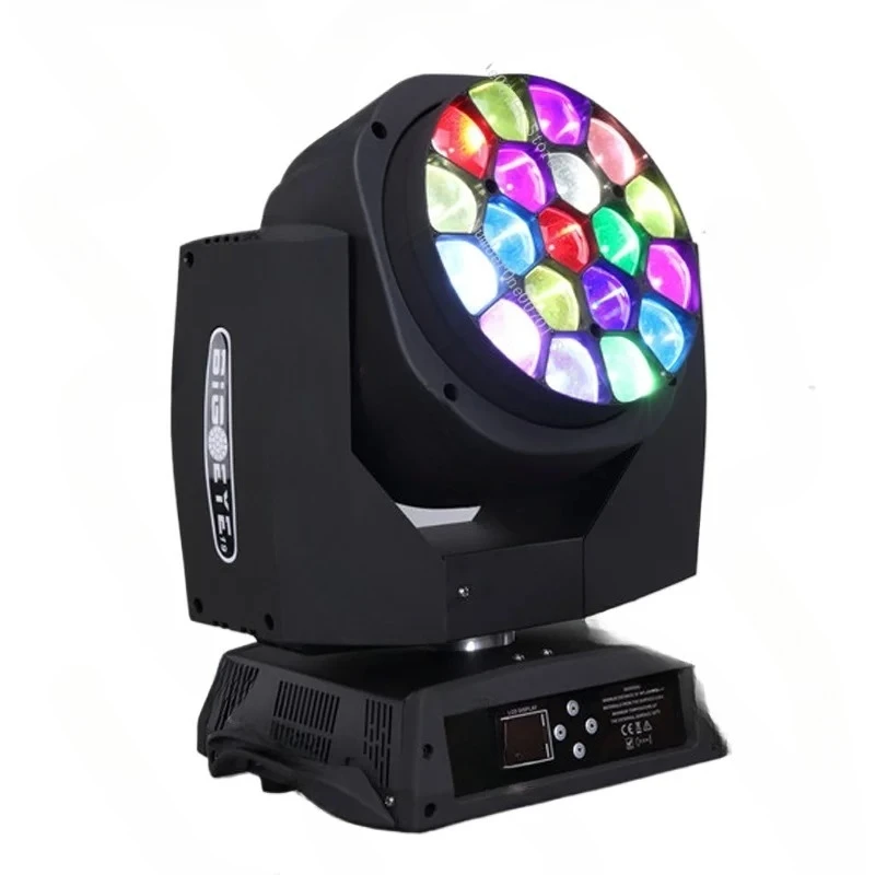 Bee eye focusing beam of light shaking head 19 X 15 W LED RGBW coloul rotating shaking head dyeing effect light