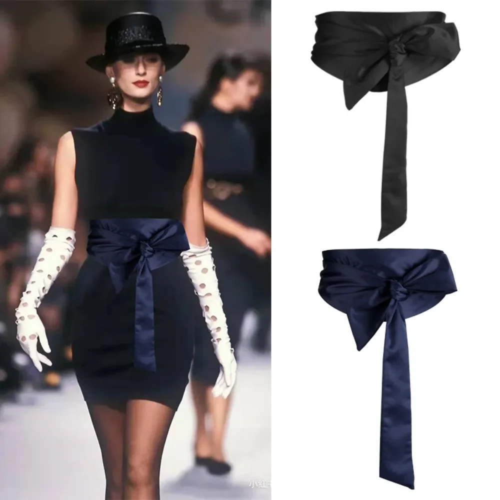 5 Colors Suede Waist Belts Wide Corset Cinch Dress Belts Cummerbunds Bowknot Self Tie Wrap Around Obi Waist Band Belts for Women