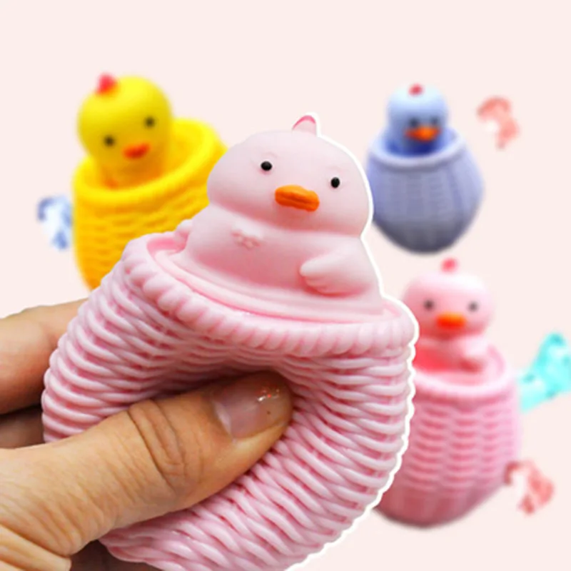 Chick Squishi Toy Squeeze Toys Fidget Decompression Cup Cage Stress Relieve Stress Toy Soft Animals Ball Adult Children Pop It