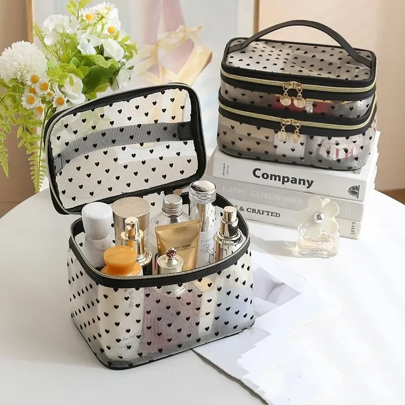 Fashion Transparent Cosmetic Bag High Capacity Lipstick Perfume Organizers Women Travel Portable Skin Care Products Storage Pack