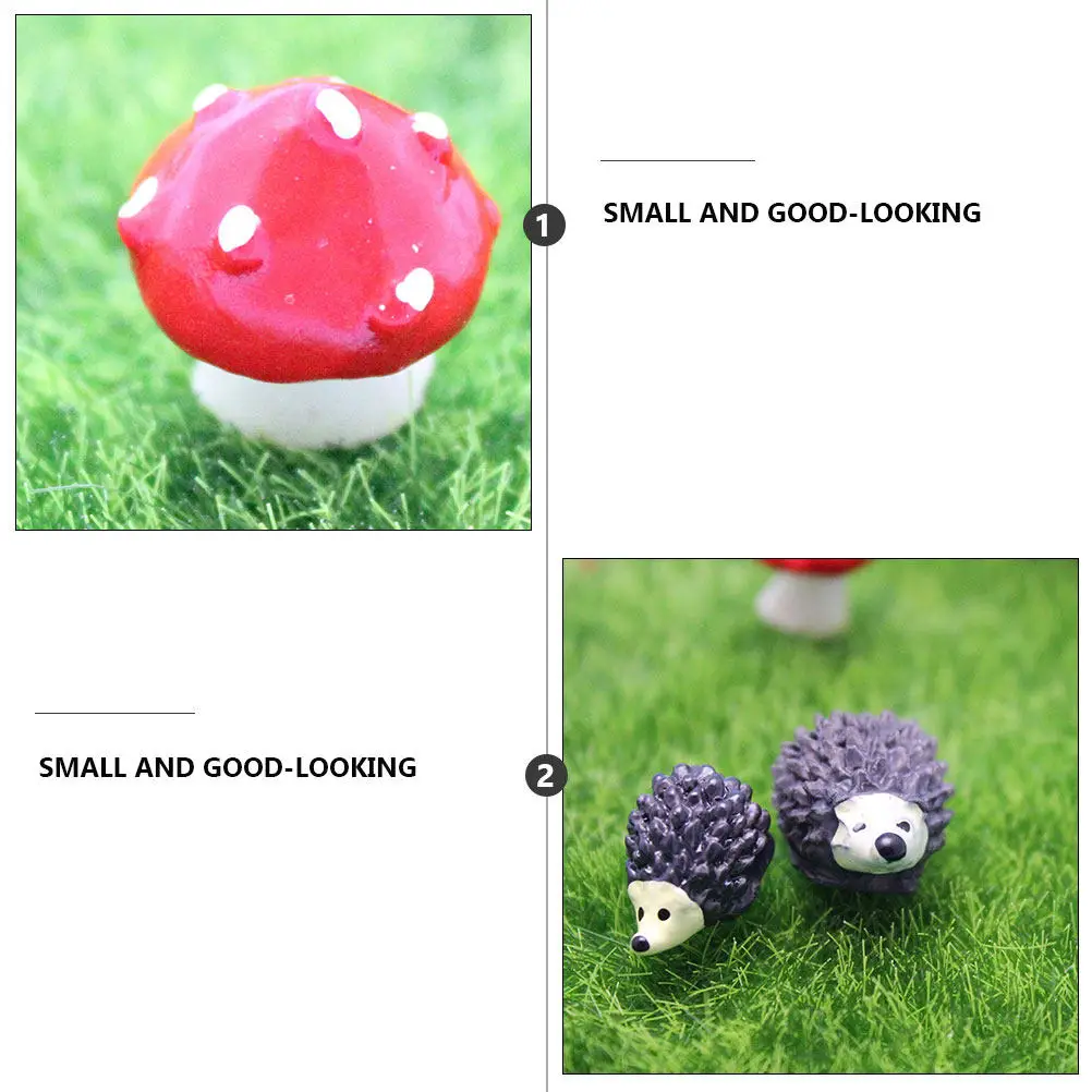 15Pcs Resin Hedgehog Ornament Mini Garden Decor Succulent Landscape Accessory for Terrarium Dollhouse Shadow Box Fairy World