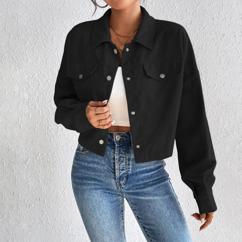 

2025 New Fashion Button Lapel Long Sleeve Jacket Women Autumn Casual Loose Solid Color Jacket For Women Home Short Top For Women