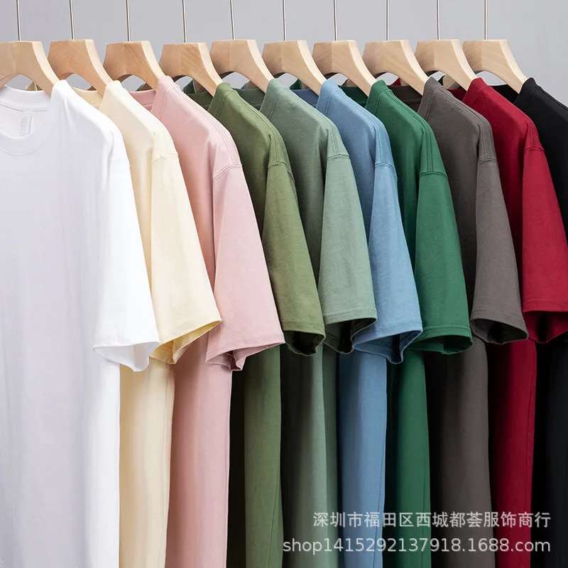 Discounted Wholesale Men\'s Solid Color Short Sleeve T-Shirts Plus Size Clothing Direct From Manufacturer Summer Wear