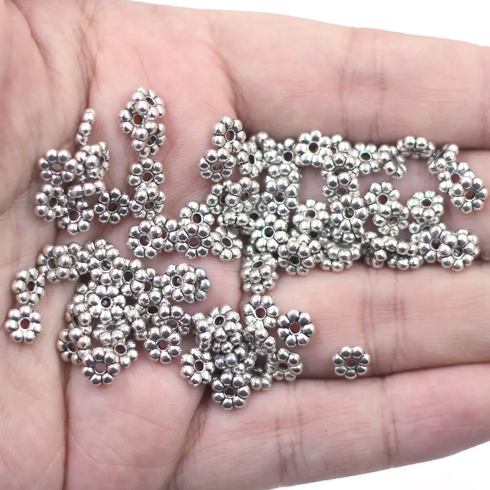 1500 قطعة خزر عازل زهرة صغيرة فضية لهجة الزنك معدن ل قلادة سحرية النتائج بها بنفسك 6x2 مللي متر #6