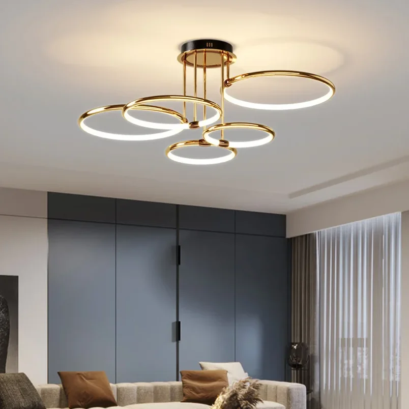 

Postmodern Gold LED Chandelier Ceiling Remote Control Dimming Foyer Restaurant Bedroom Bar Hanging Light Fixtures Novelty Lamp