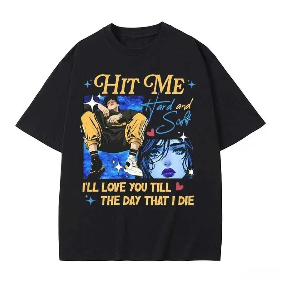 HIT ME HARD AND SOFT Tour T-shirt Hip Hop B-Billie Tops O-Neck Short Sleeves Eilish Women Tees Graphic T Shirts