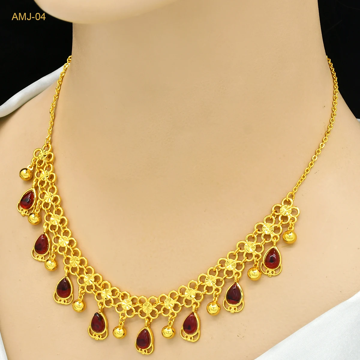 ANIID Ethiopian Tassel 24k Gold Color Necklace For Women Wedding Indian Dubai Bridal Cystal Pendant Necklace Jewelry Party Gift