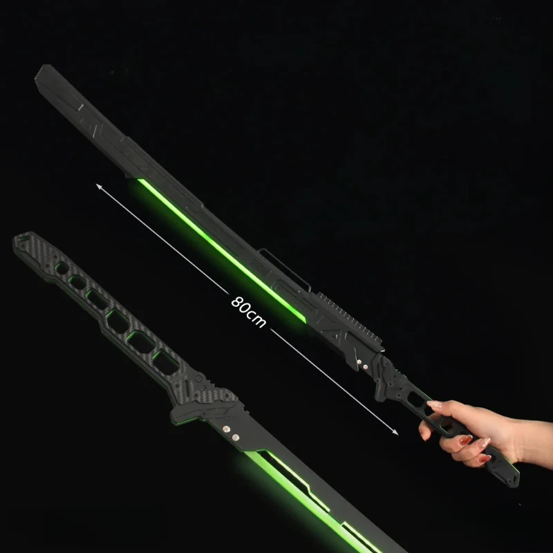 80cm Cyberpunk Game Peripheral Katana Thermal Energy Luminous Knife Acrylic Model Samurai Sword Outdoor Training Props Gift Toy