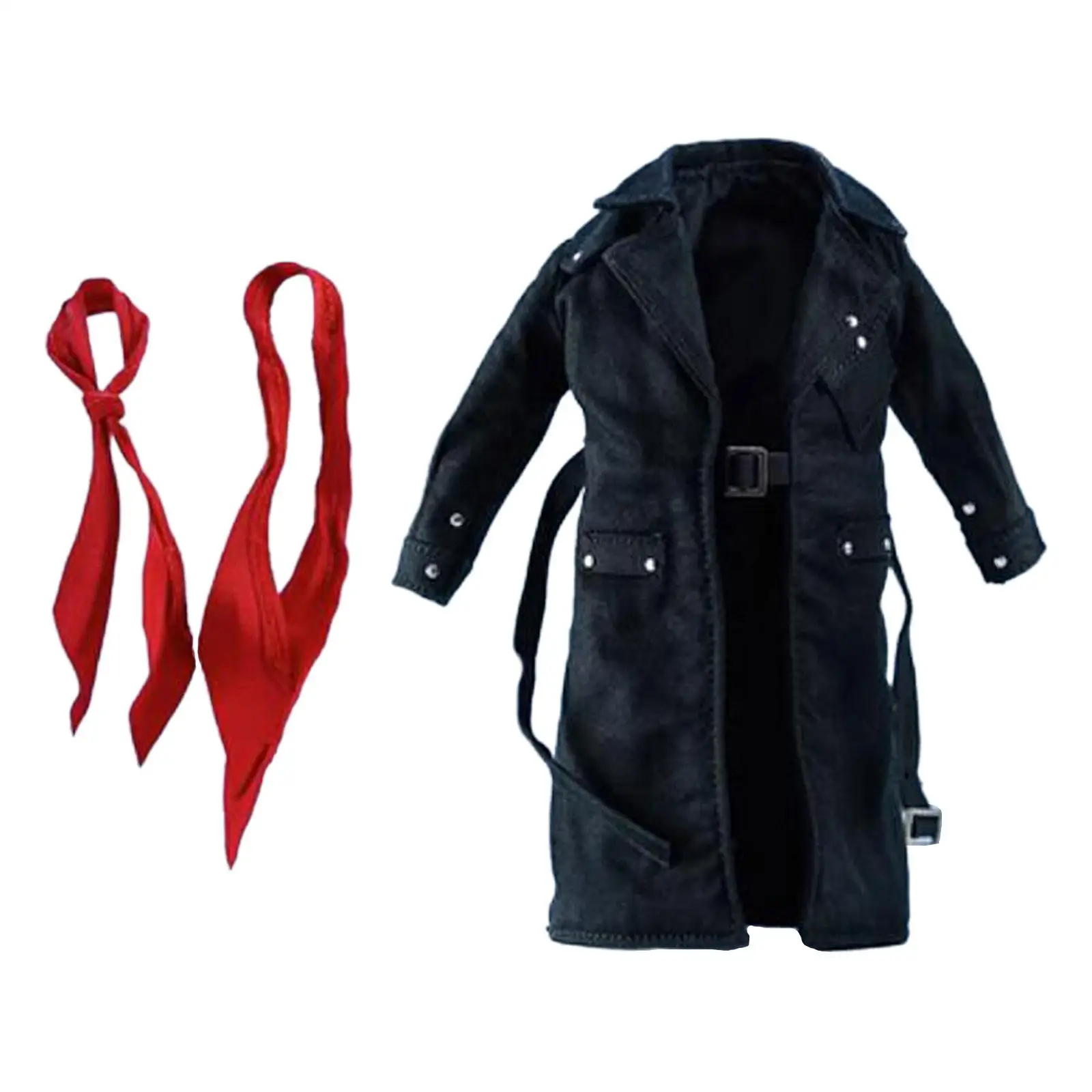 

1/12 Male Trench Coat Overcoat with Scarf Retro Outfit Cosplay Fashion Costume