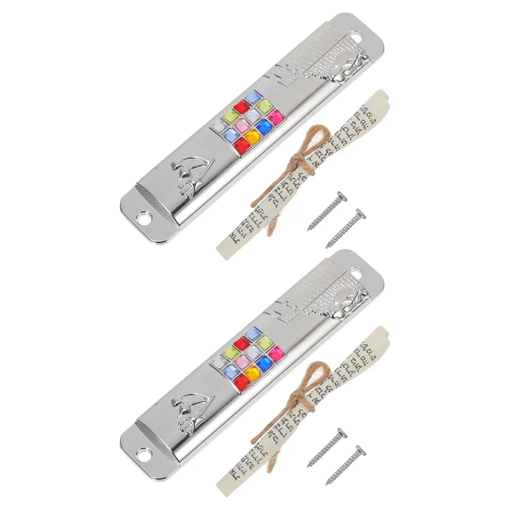 

2 Sets Doorpost Decorations Catholic Mezuzah Home Reel Decorative Metal Judaica Paper Ornament