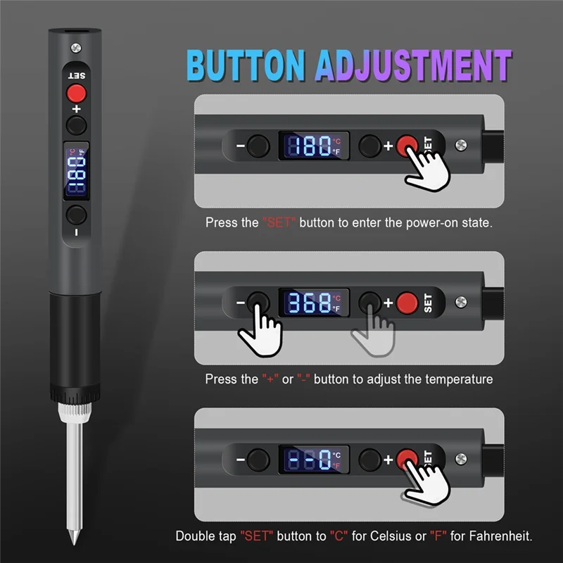 

AS60-Intelligent Digital Display Soldering Iron 65W Internal Heat Type 180-500℃ Soldering Pen Repair Tool Artifacts