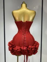 Women Sexy Strapless Backless Flower Embellished Mini Bandage Dress Bodycon Celebrity Party Cocktail Evening Party Club Dresses - Image 4