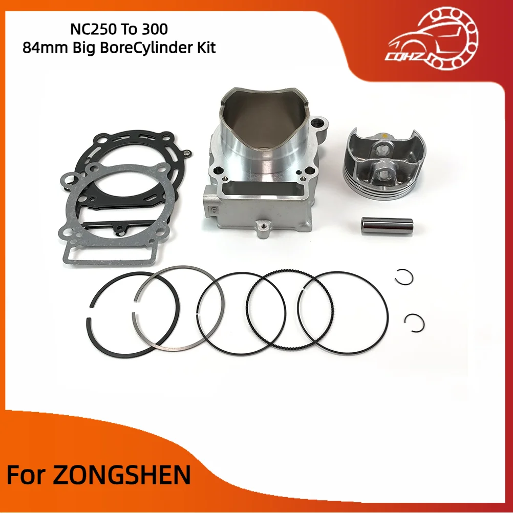 CQHZJ Motorcycle 84mm Big BoreCylinder Kit Casting Engine Piston Pin Ring Gasket For ZONGSHEN NC250CC To 300CC KAYO AVANTIS