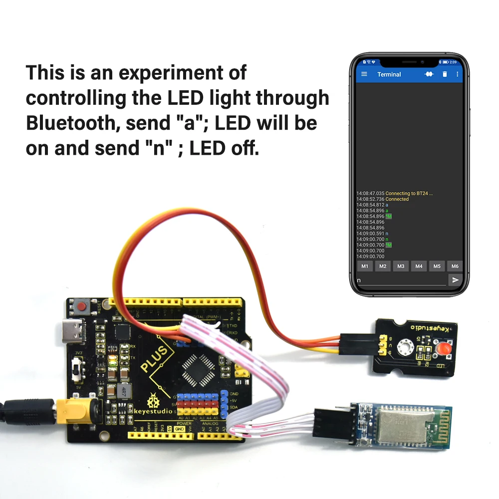 Keyestudio DX-BT24 Bluetooth Module DAILOG 14531 Chip Support AT Instruction Bluetooth V5.1 BLE Communication Interface UART