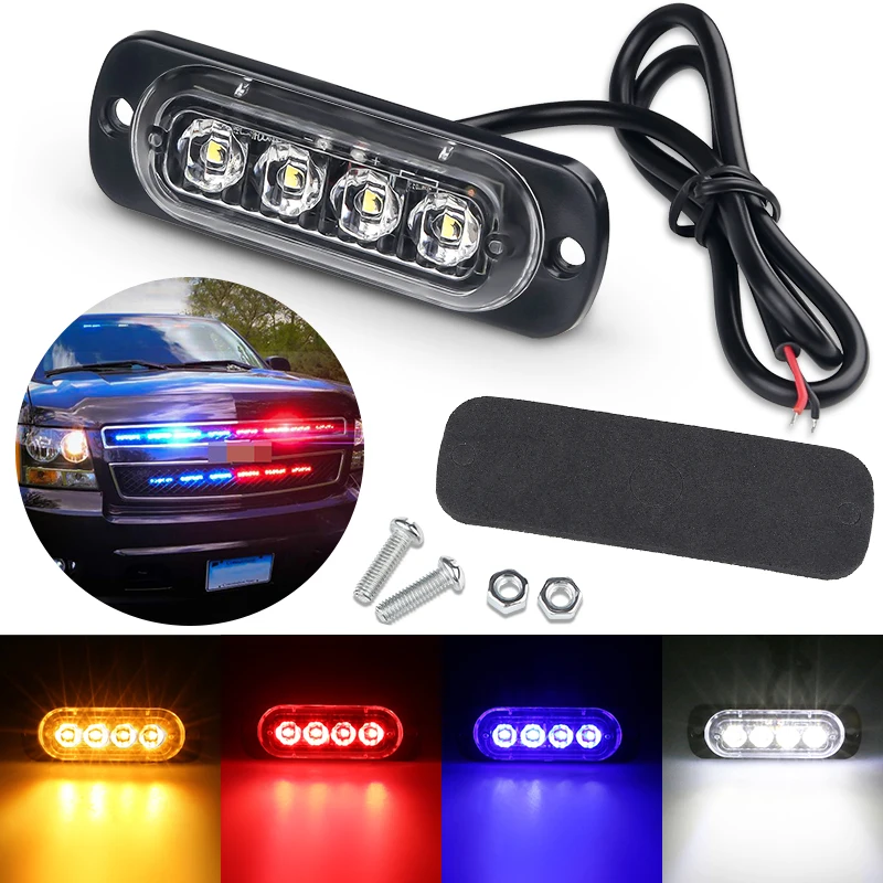 

Car Truck motor Signal light FLASHING Warning Light 4LED Emergency Light Police Strobe Light 12V Car Truck Trailer Beacon Lamp