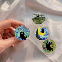 Retro Oil Painting Van-Gogh Cat Folding Phone Stand Grip Tok Bracket for IPhone Samsung Huawei Mobile Phone Grip Holder