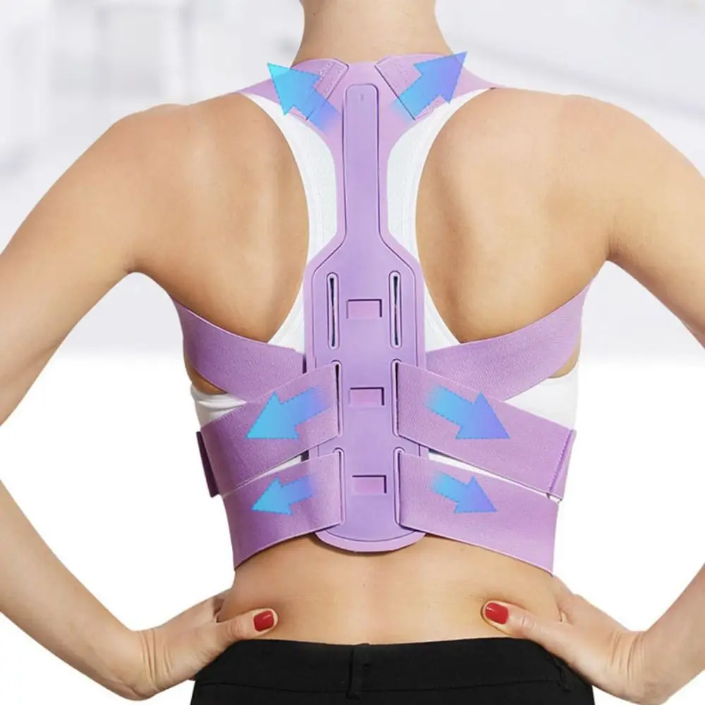 Polyester Back Posture Corrector Full Back EVA Back Brace Posture Corrector Black/Pink/Purple Adjustable Upper Back Brace Adult