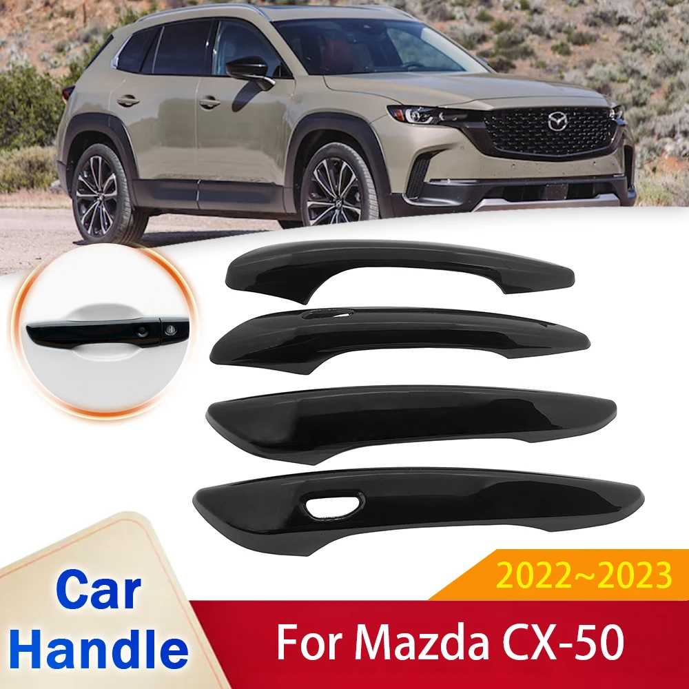 Gloss Black Door Handle Stickers Cover for Mazda CX50 CX 50 CX-50 VA 2022 2023 Car Exterior Rustproof Styling Decor Accessories