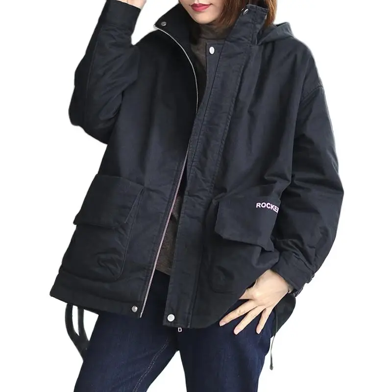 

2022 New Winter Parkas Women Jacket Hooded pocket Thick Warm Short Jacket Cotton Padded Parka Basic Coat Female Outerwear R847