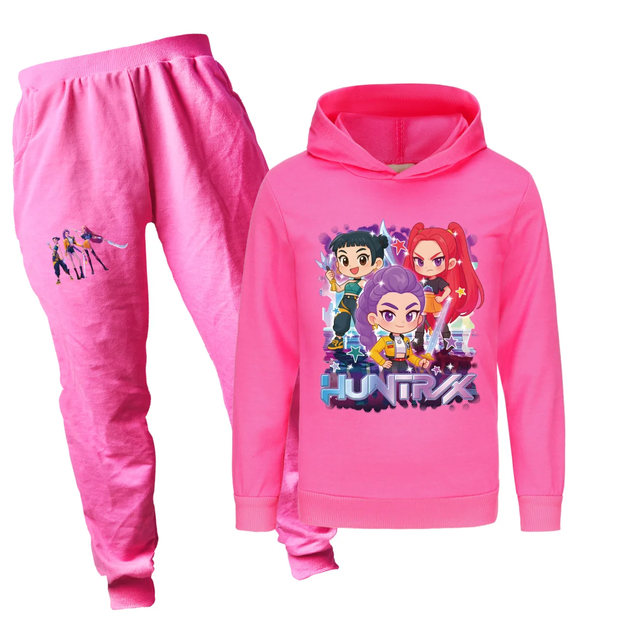 

KPop Demon Hunters Rumi, детская одежда для малышей, эксклюзивная одежда, комплект с капюшоном и штанами с длинными рукавами и штанами с героями мультфильмов для маленьких мальчиков и девочек