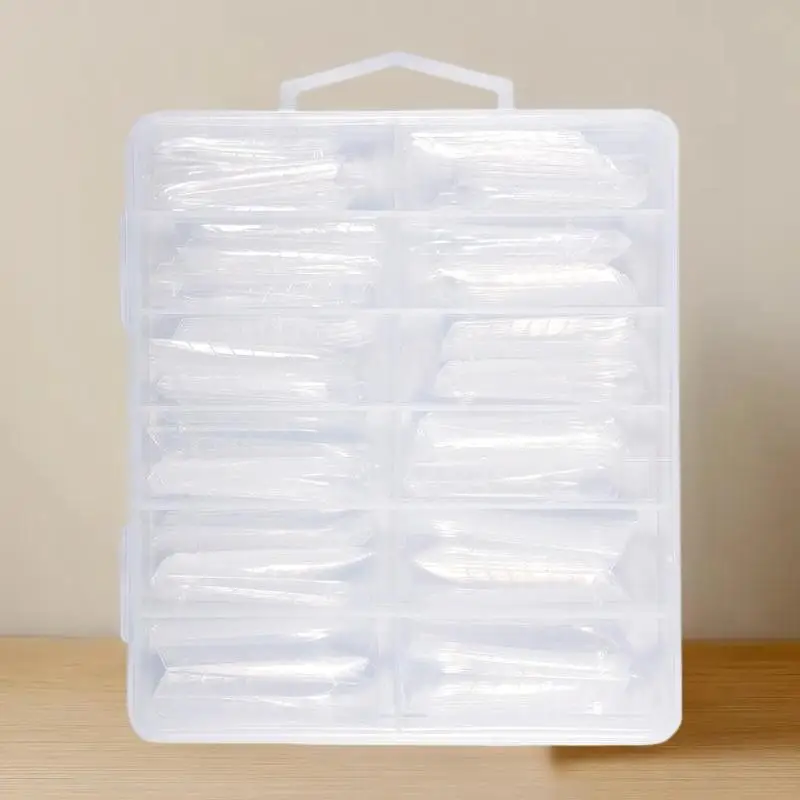 120pcs False Tips Quick Building UV Gel Acrylic Nail Mold Full Cover Nail System Shaping Extension Top Dual Forms Nails Mold