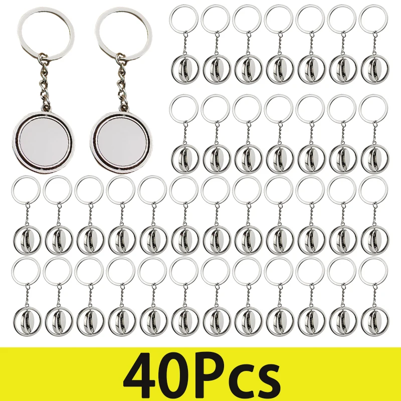 40Pcs Key Fob Gifts For Men Rotating Keychain Keyring Ring