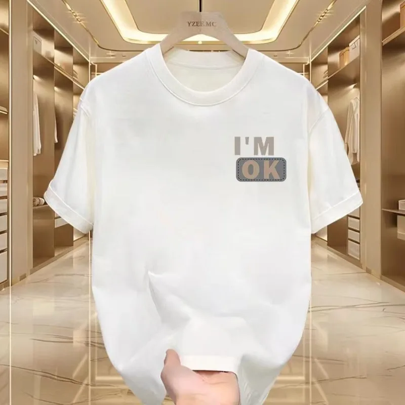 

Модная и атмосферная мужская одежда, новые модные короткие рукава с 3D-принтом OK на 2025 годы, подходят для мужской одежды