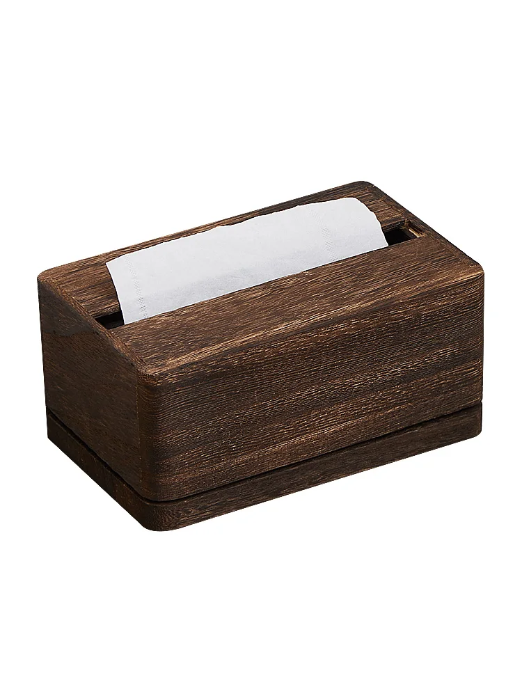 Solid Wood Desktop Tissue Box Wall-Mounted Hand-Wiping Paper Extraction Box Storage Rack Living Room Home Napkin Box