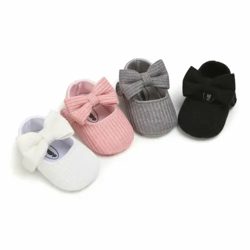 EWODOS Toddler Baby Girls Princess Shoes Cute Bowknot Solid Color Knitted Soft Sole Non-Slip Sneaker Christmas Chic Pink Shoes