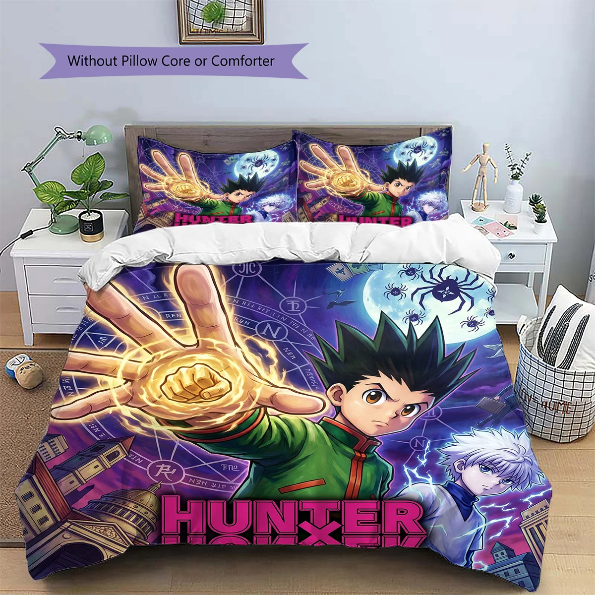 Hunter Patterned Pillowcase & Duvet Cover Set 3-Piece Anime Bedding Decor Great Gift for Fans YUN6516