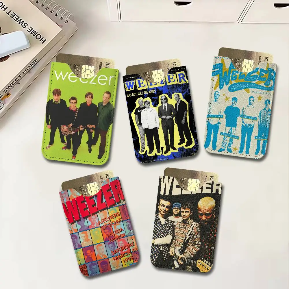 Weezer Music Band Universal PU Leather Slim Card Wallet, ID Credit Card Organizer, Compact Portable Holder for Outdoor