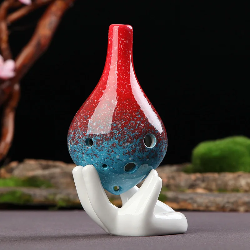 Long Mouth Gradual Change Pottery Ocarina Creative Color Student Ceramics Handmade Beginner AC Tone Orff Ins 6 Hole